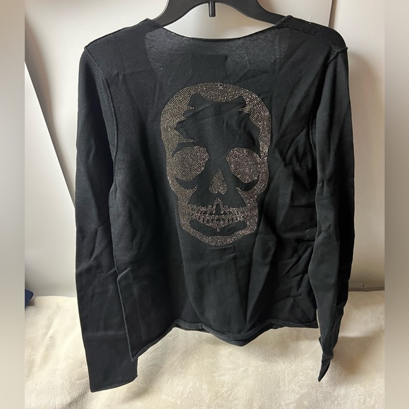 ZADIG & VOLTAIRE ZV Merino Wool Skull Strass V-Neck Sweater Top Women’s Medium - Picture 1 of 7